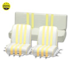 13040330 Mehari Seat Covers - Yellow and White - Complete Set - 2x Front &  1x Rear